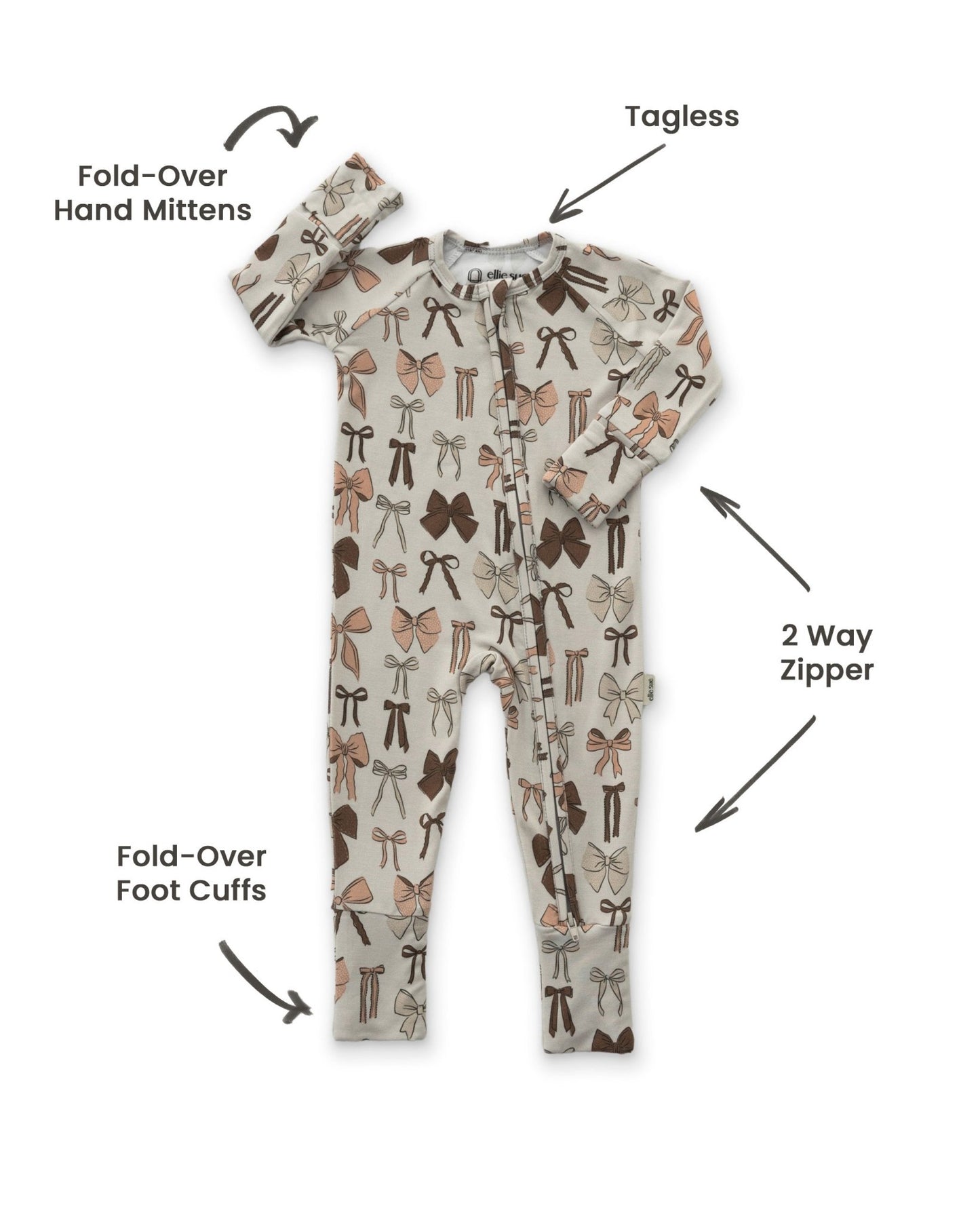 Bows Zipper RomperZipper RomperEllie Sue0 - 3 Months