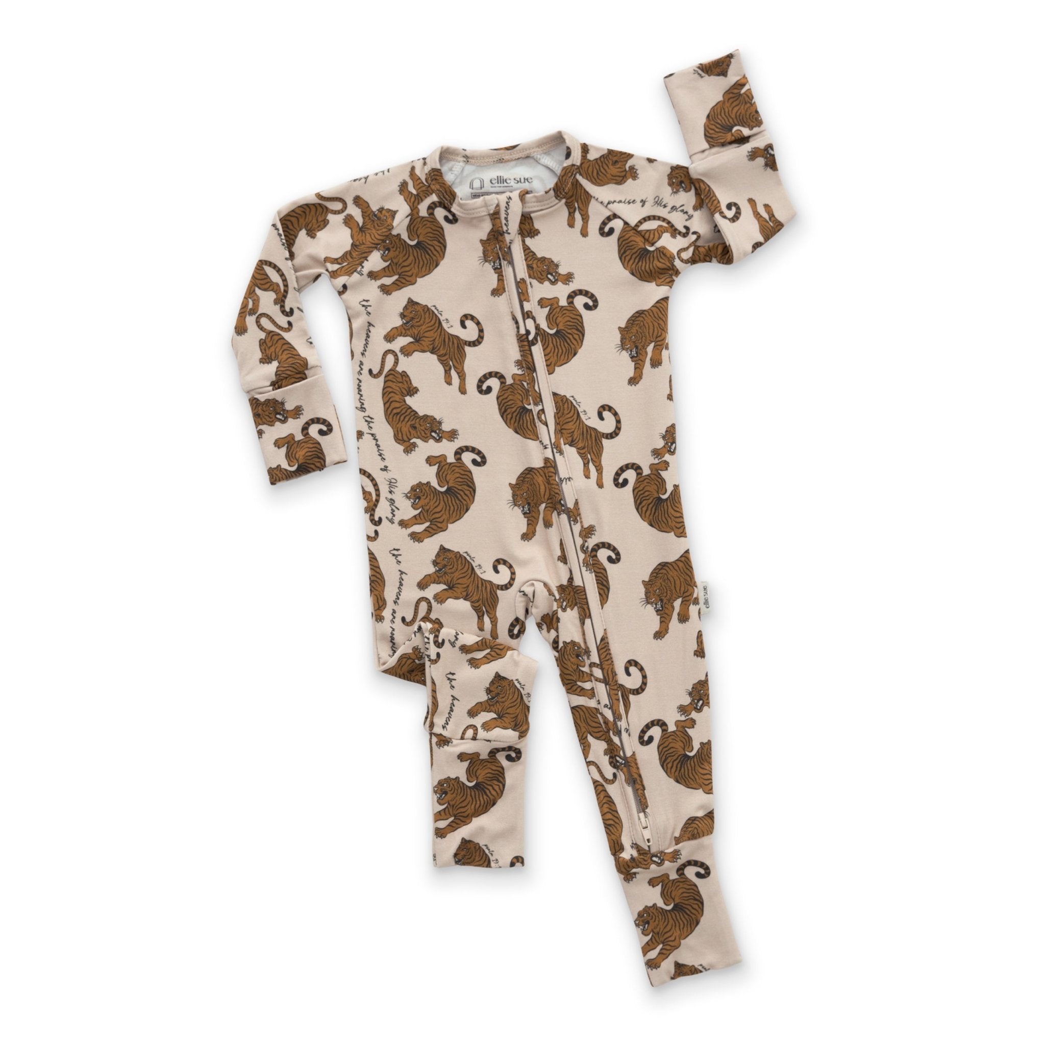 Tiger Baby Zipper Romper Pajama in Stretchy Bamboo – Soft, Cozy