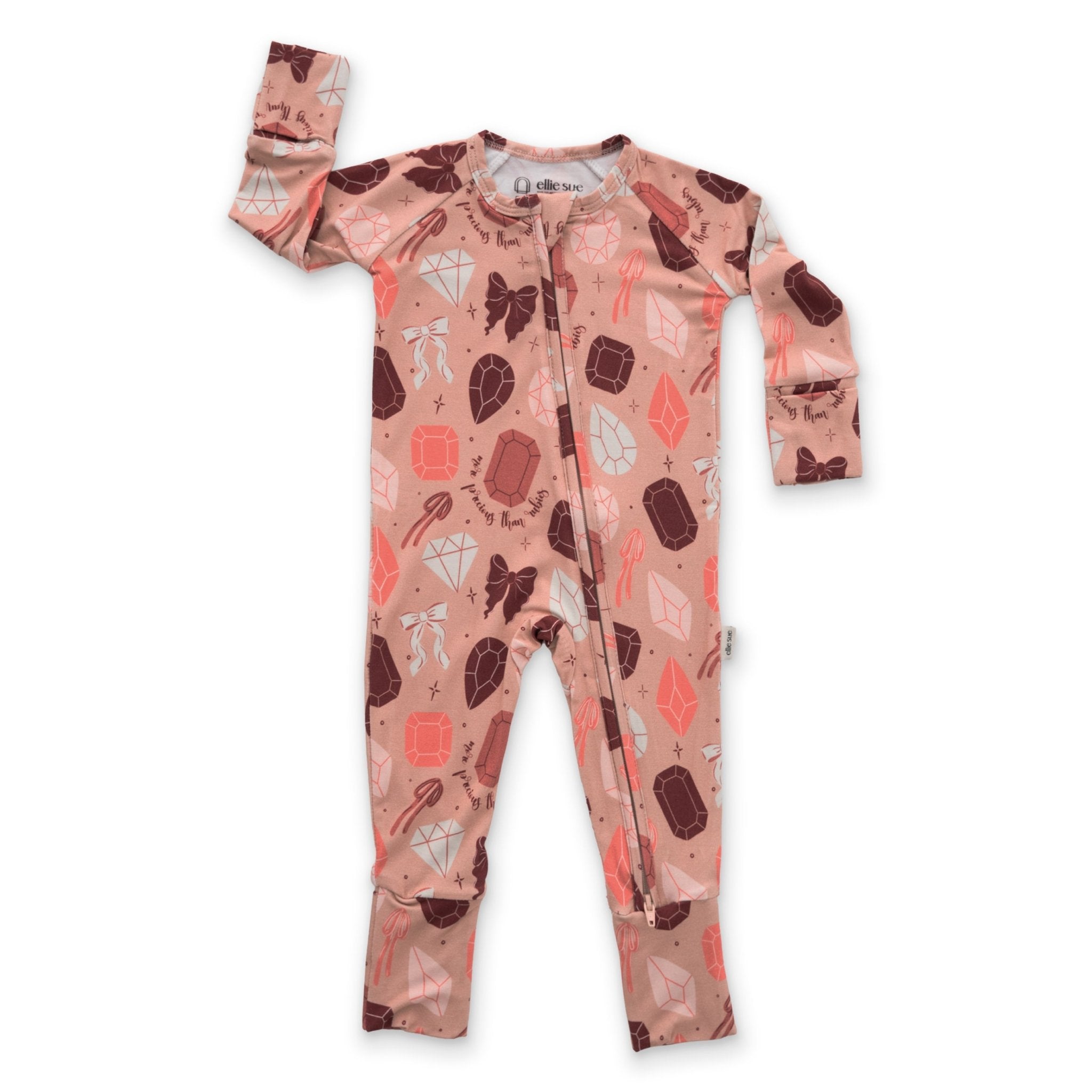 Rubies Baby Zipper Romper Pajama in Stretchy Bamboo – Soft, Cozy 