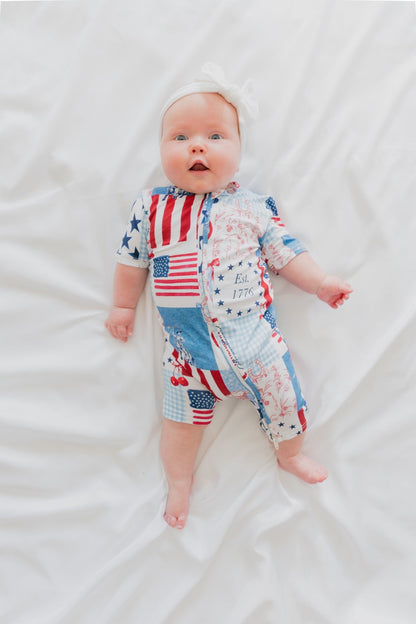 American Sweetheart Shortie Zip RomperShortie Zip RomperEllie Sue0-3M