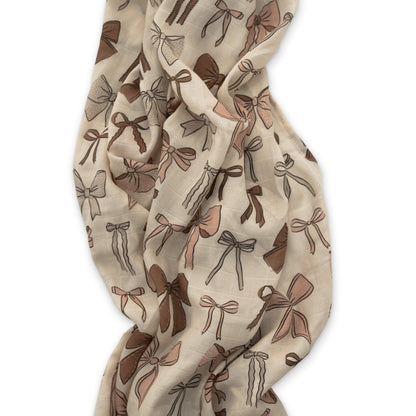 Bows Muslin Swaddle BlanketMuslin Swaddle BlanketEllie Sue