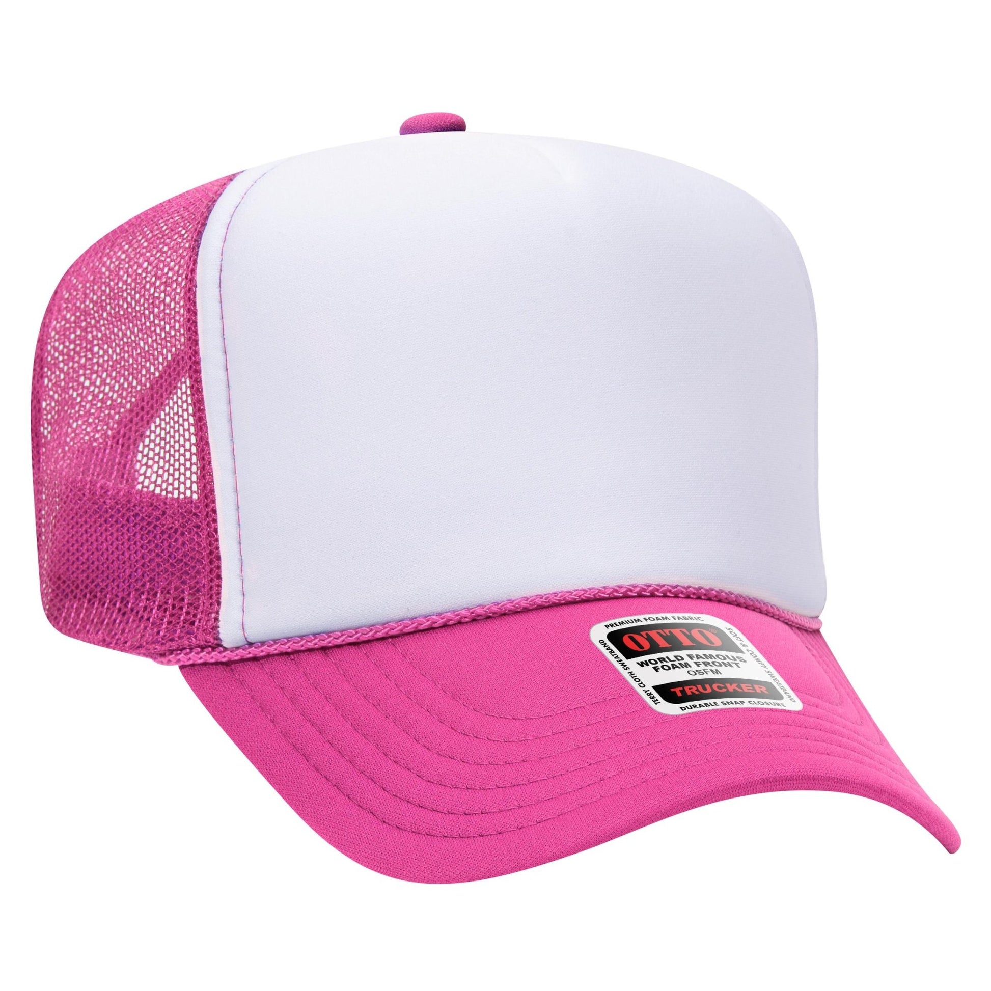 Custom Trucker HatHatEllie SueHot Pink / White