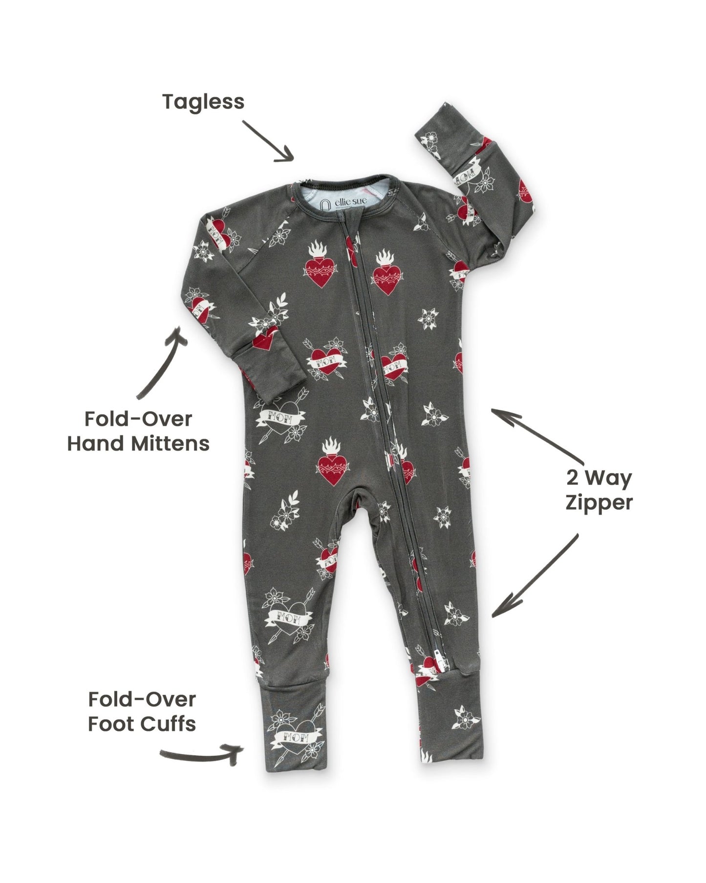 Heart Throb Zipper RomperZipper RomperEllie Sue0 - 3M