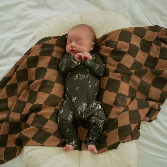 Ink & Earth Checkerboard Muslin Swaddle BlanketMuslin Swaddle BlanketEllie Sue