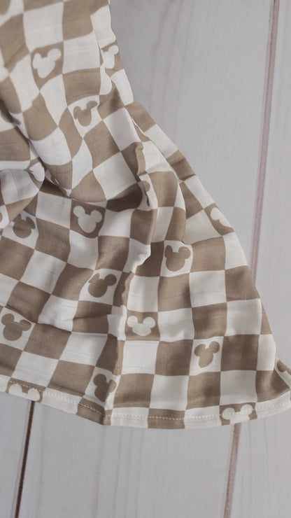 Checkered Mouse Muslin Blanket