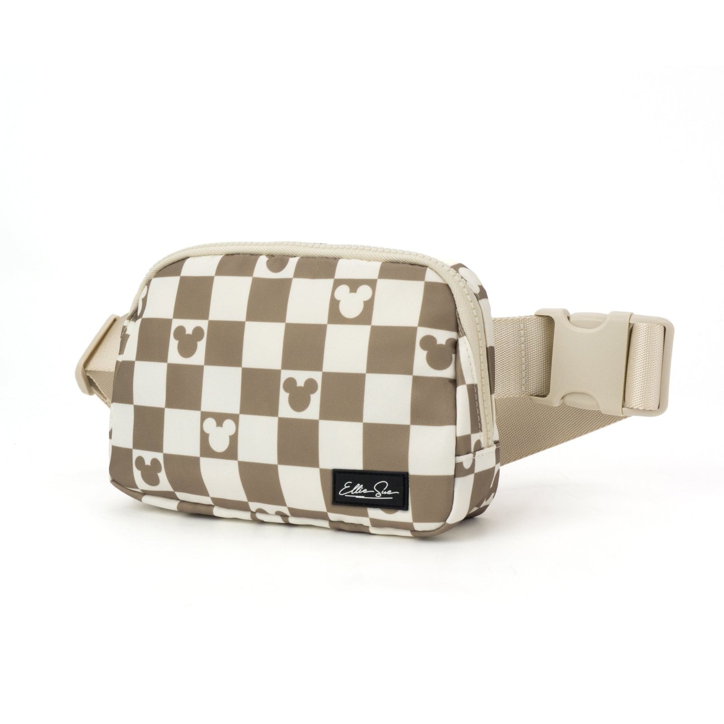 Woman with Gray and White Checkered Louis Vuitton Bag before